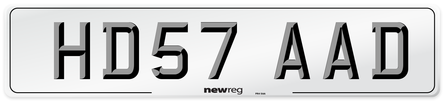 HD57 AAD Number Plate from New Reg